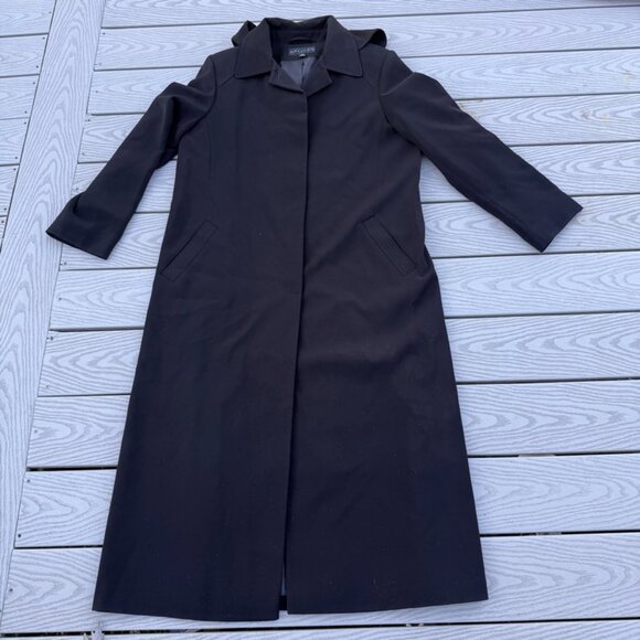 Gallery Sz 12 Full Length Winter Raincoat Black Removable Hood Trenchcoat - Picture 2 of 8